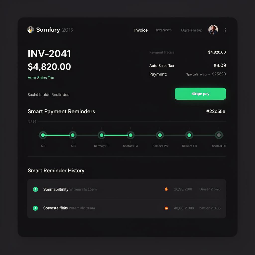 Invoices & Payments — Auto sales tax, smart reminders, Stripe