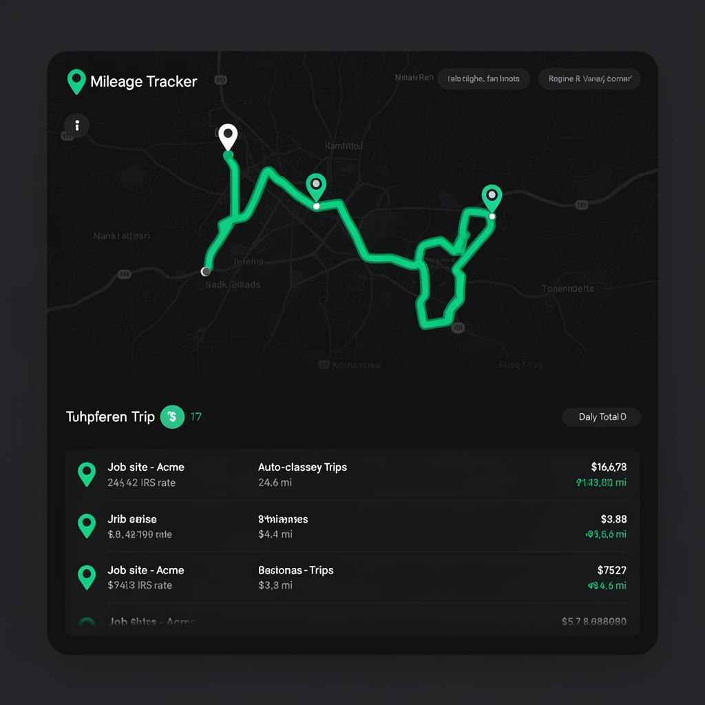 GPS Mileage Tracker — Auto IRS-rate logs, client billing